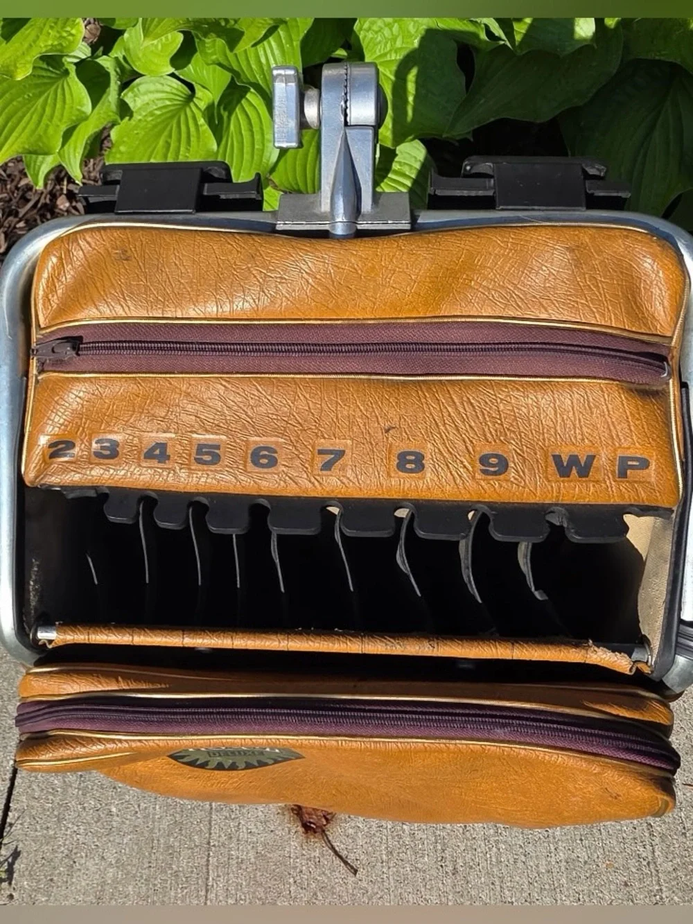 Vintage AJAY Riviera Deluxe Golf Bag/Cart | Collapsible Aluminum Tan Vinyl